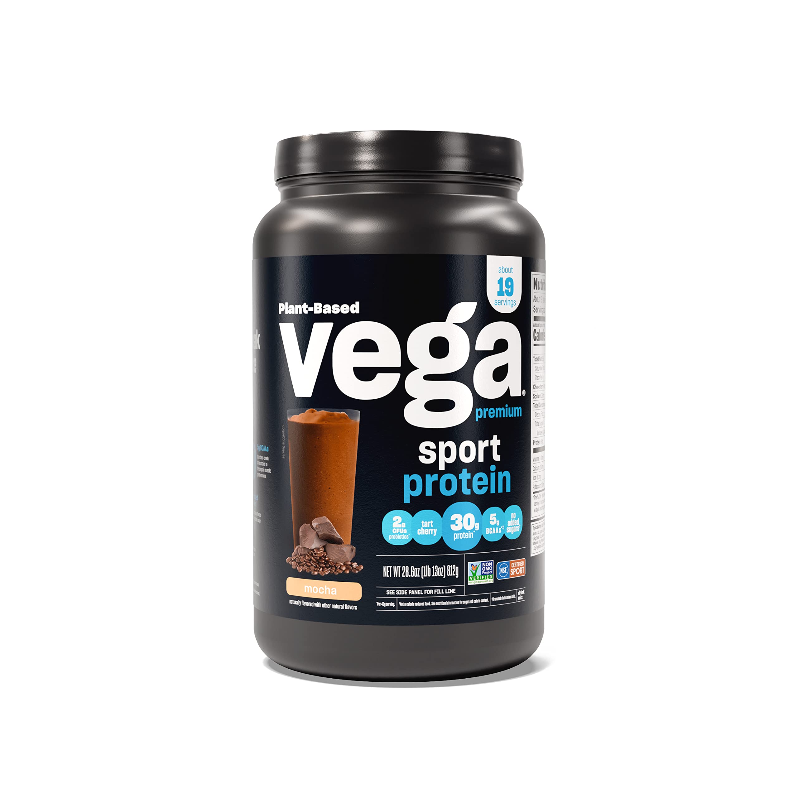 Vega Premium Sport Vegan Protein Powder Mocha (19 Servings) 30g Plant Based Protein, 5g BCAAs, Low Carb, Keto, Dairy Free, Gluten Free, Non GMO, Pea Protein for Women and Men, 1.7 lbs (Pack of 12)