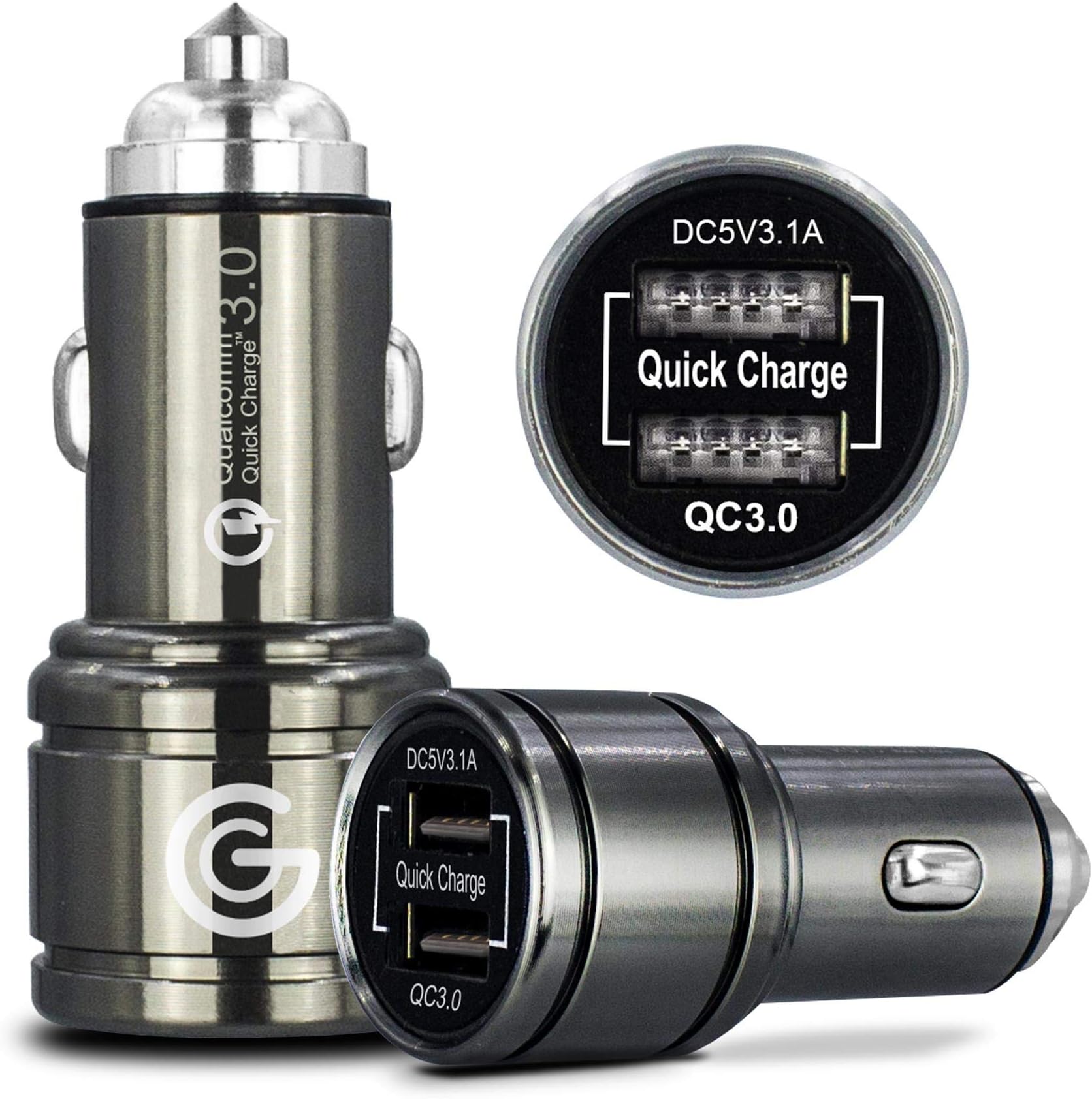 2 Port 6A Rapid in Car Charger Dual USB 40W Ultra Fast Charge with Smart IC Technologies for Motorola Moto G7 G7 Power G7 Play G7 Plus G8 G8 Plus Power - [RAPID QUICK FAST CHARGING] [QC 3.0]