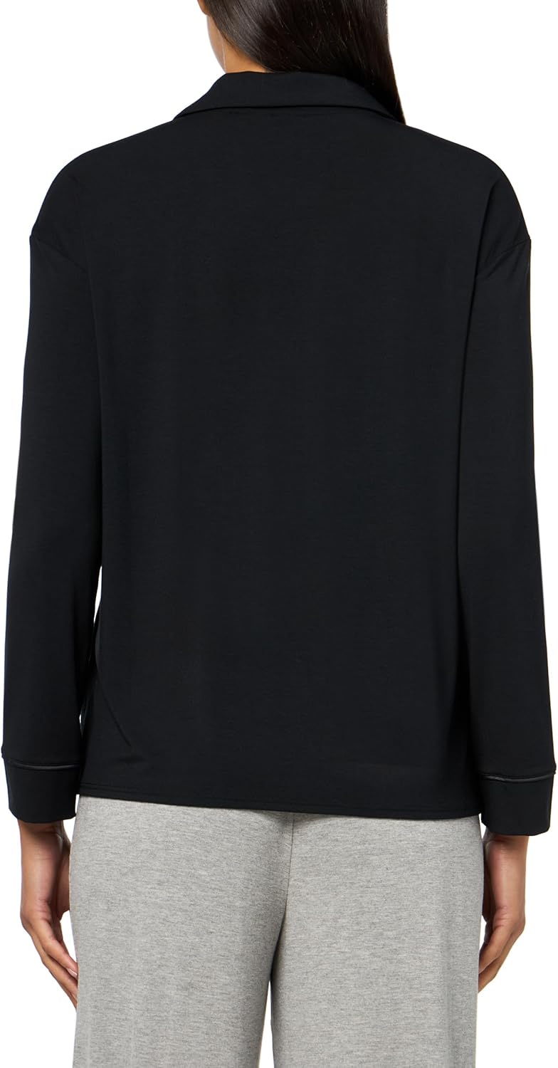 BOSS, Sheen Button Down Pajama Top, Iconic Black, XS
