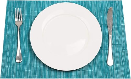 Miniatura 3 de SHACOS Juego de 4 manteles individuales de vinilo tejido de PVC resistentes al calor, duraderos, impermeables, resistentes a las manchas, para