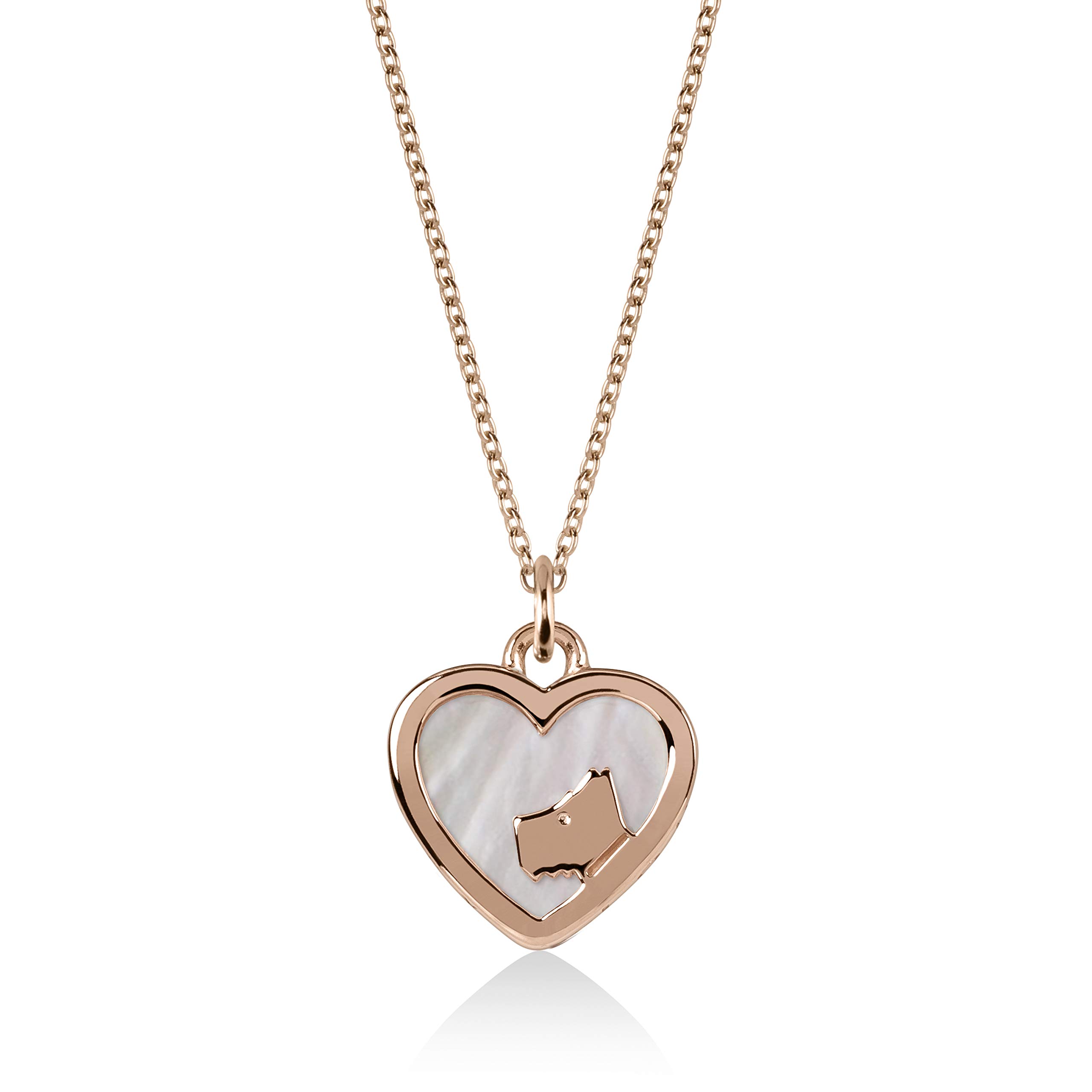 London Ladies Jewellery Rose Gold Silver Silver Fine Belcher Chain With Mother of Pearl Heart RYJ2060