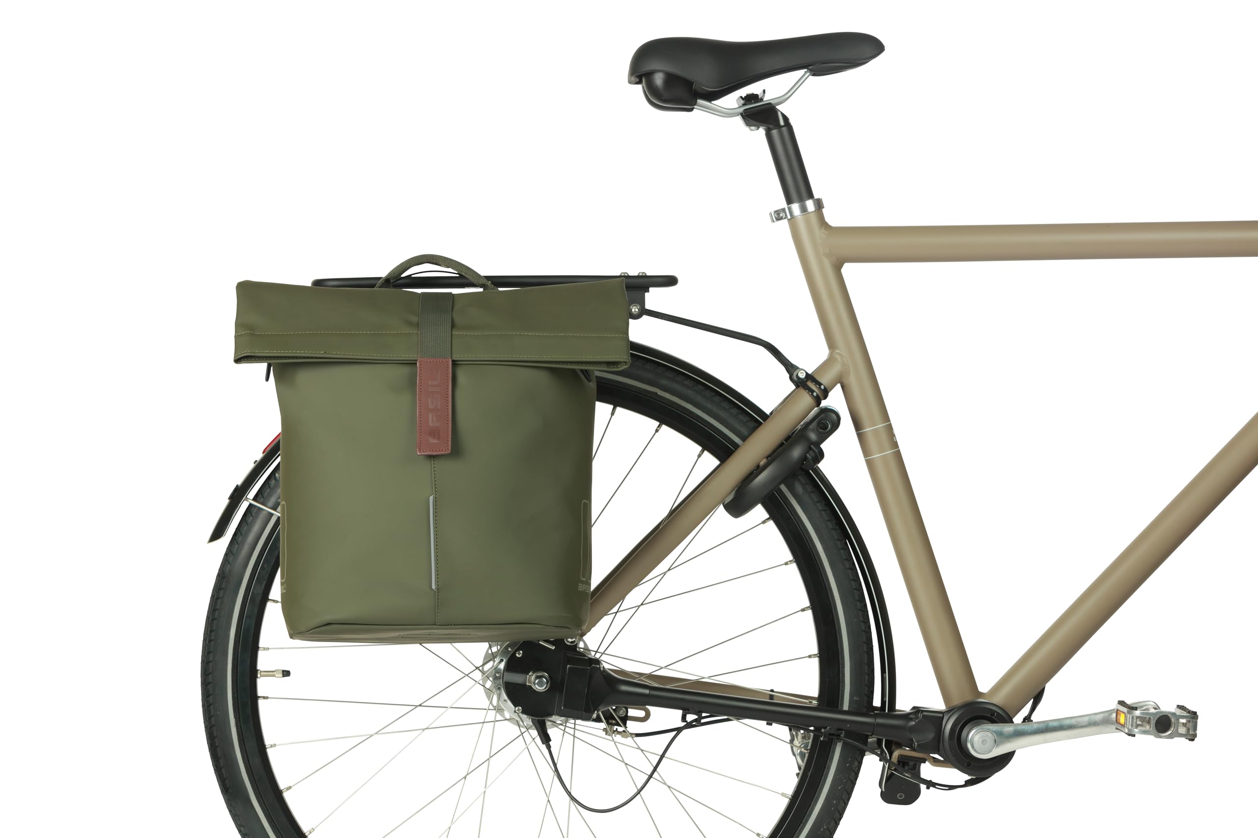 Basil City Bike Shopper MIK - 14-16L, brązowy, wodoodporny, w zestawie system MIK Studs, idealny do miasta i zakupów
