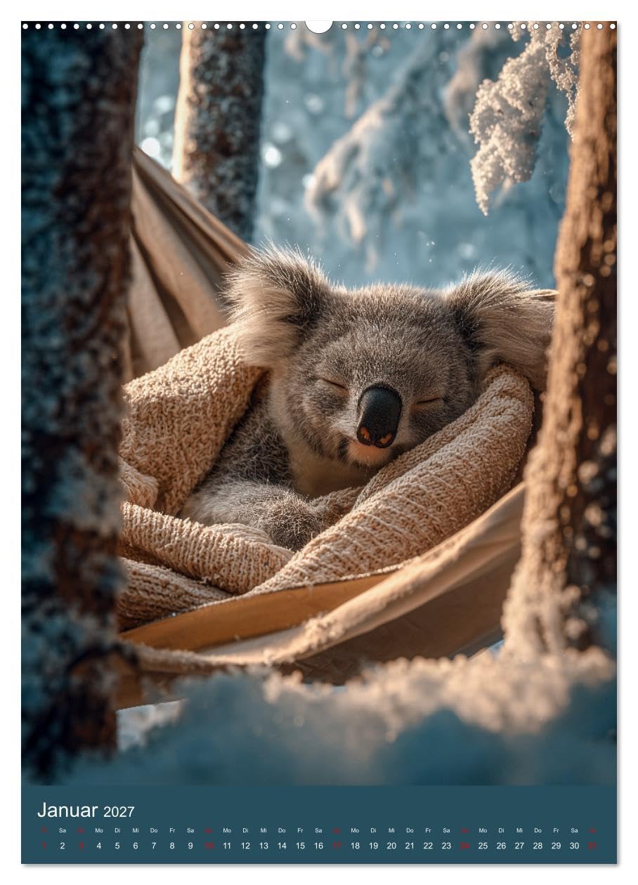 CALVENDO - Workaholic - Mach mal Pause und chill wie ein Koala (hochwertiger Premium Wandkalender 2027 DIN A2 hoch), Kunstdruck in Hochglanz: Lustiger Koala Kalender: Koalas und Koalabären als Beutelt