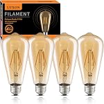 LUXON LED Ampoules d'Edison, dimmables,4Watt(Équivalent 40W),2700K Blanc chaud,ST64 Ampoules de style vintage Amber,E26 Base,CRI 90+,Boîte de 4