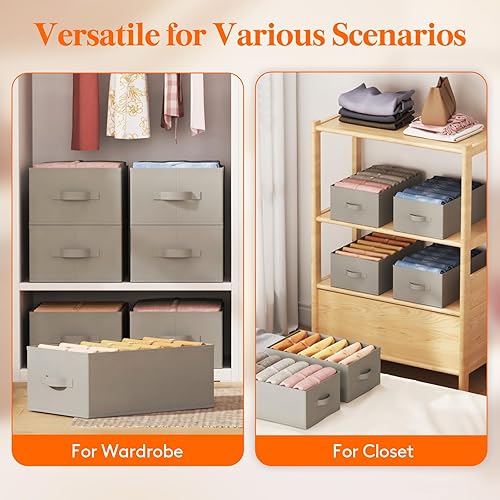 Miniatura 8 de Lifewit Paquete de 4 organizadores de ropa, 6 rejillas de almacenamiento de jeans con asas y tableros de soporte, organizador de cajones plegable