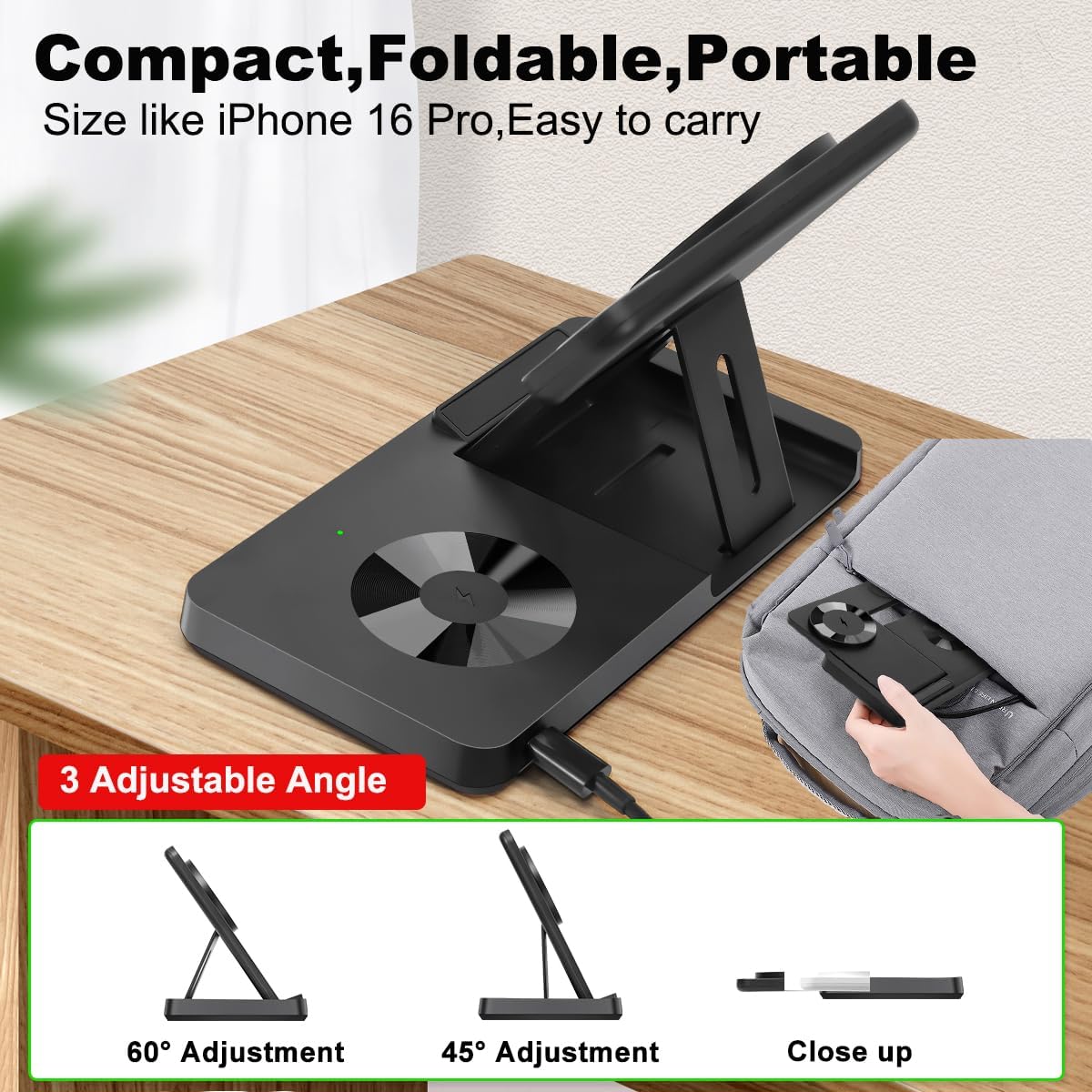 Magnetic 3 in 1 Wireless Charging Station for iPhone 12-17 Series, Charging Station for Multiple Devices, Mag Safe Wireless Charger Stand for Apple Watch Series/Ultra/SE & AirPods 4/3/2/Pro