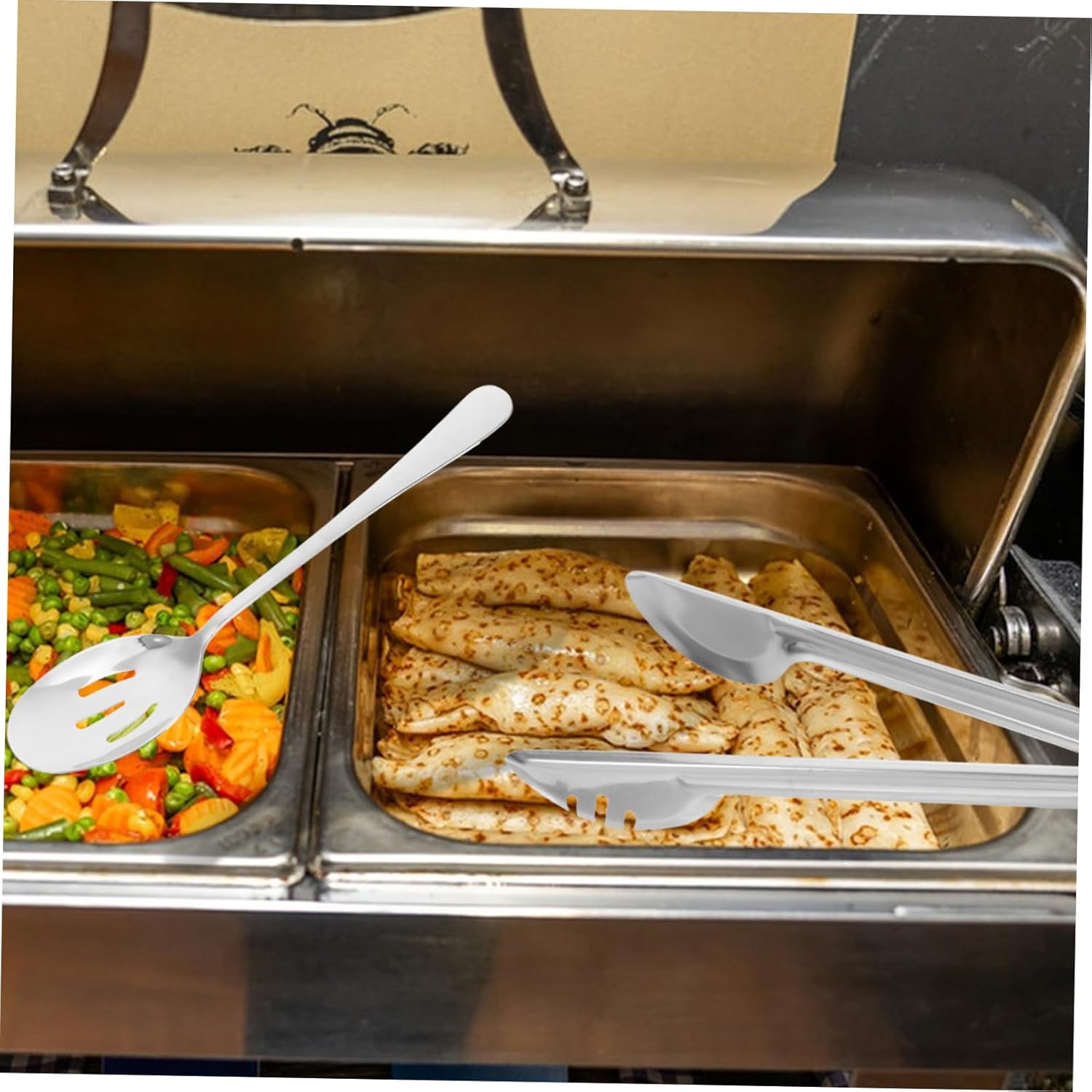 18pcs Stainless Steel Serving Utensils Set Serving Spoons Slotted Skimmer and Tongs for Weddings Buffets and Home Dining Events