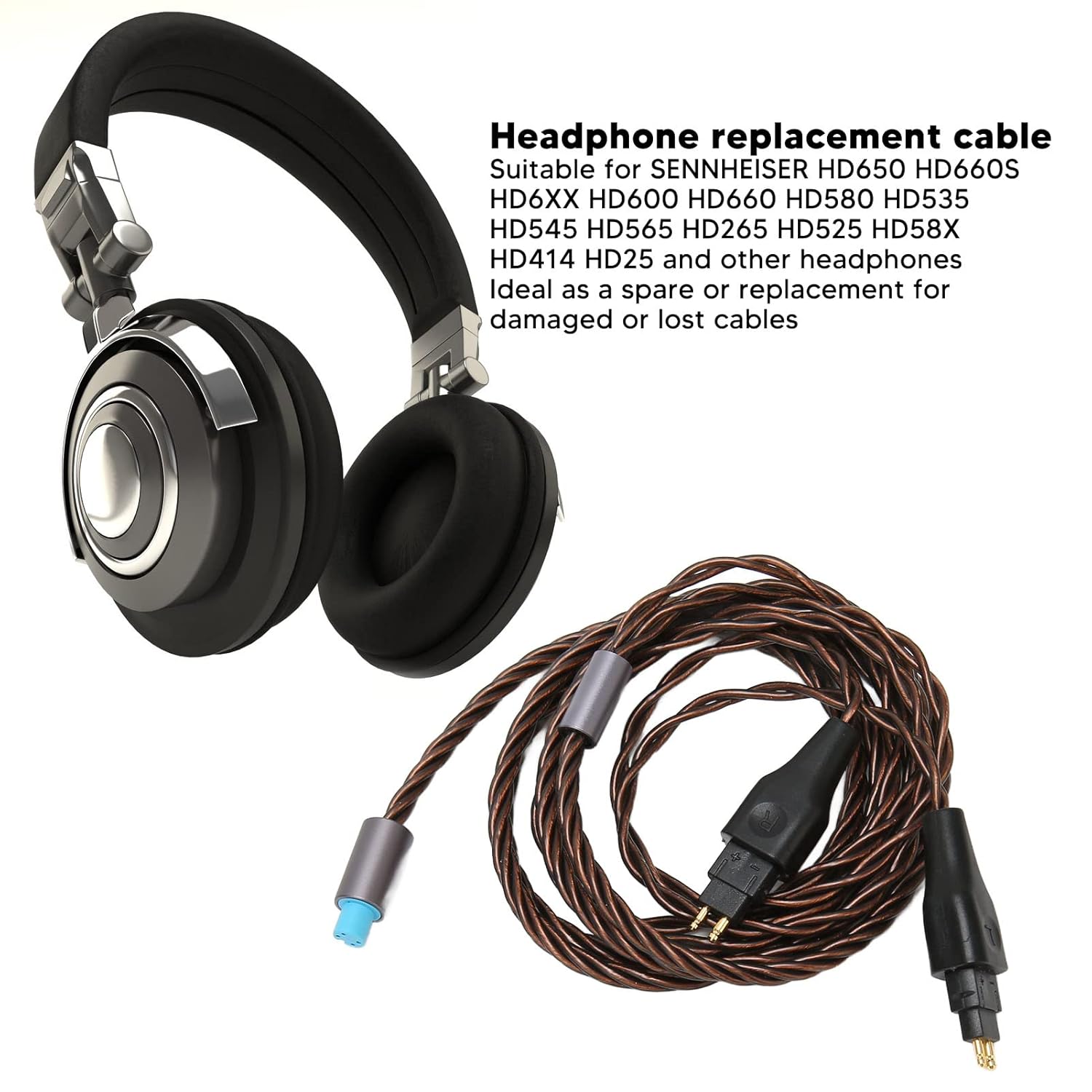 Cuifati Earphone Cable for HD650 HD660S HD6XX HD600 HD660 HD580 Lossless Sound, Superior Performance, Three Frequency Balance, Widely Compatible with 2.5MM, 3.5MM, 4.4MM Plugs