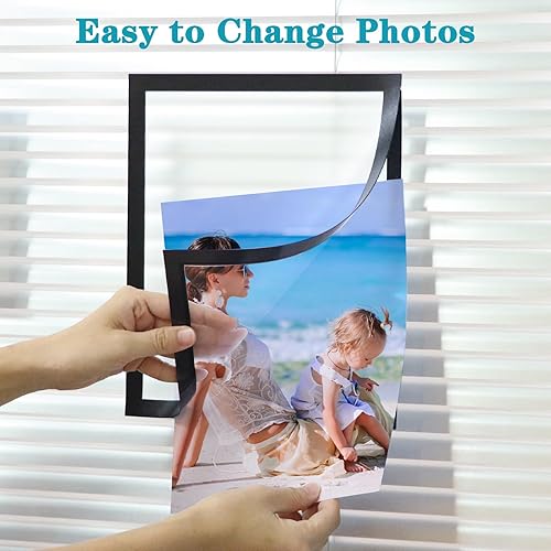Miniatura 4 de CRUGLA 30 paquetes de marcos magnéticos de 8 x 10 pulgadas para refrigerador, hoja modificada con respaldo autoadhesivo, juego de marcos de fotos