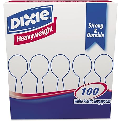 Dixie SH207CT Plastic Cutlery, Heavyweight Soup Spoons, White, 1000 per Carton