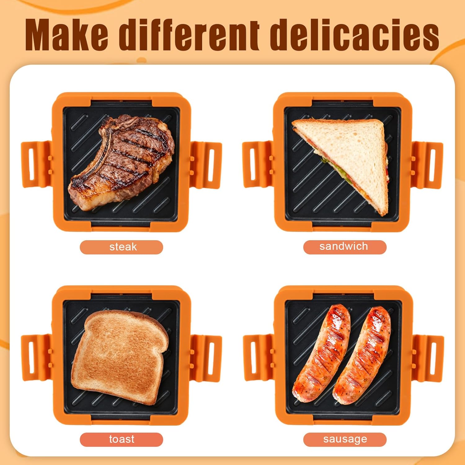 Microwave Sandwich Maker- Microwave Grilled Cheese Maker-Breakfast Sandwich Maker No Electricity Dishwasher Safe Tostadora De Pan Sandwichera For Travel Friendly/Office/Home (yellow)