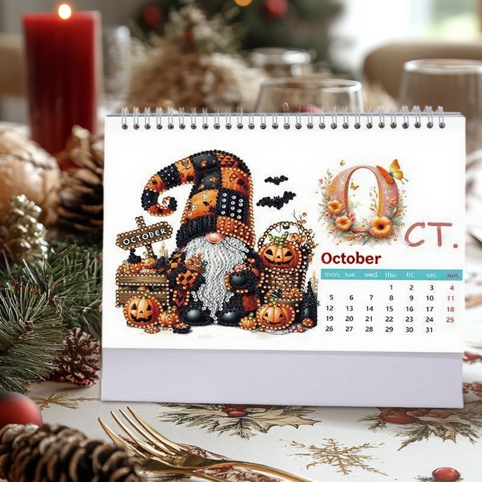 Calendario Da Tavolo 2026 Con Decorazioni Cristalline Per Ufficio Casa