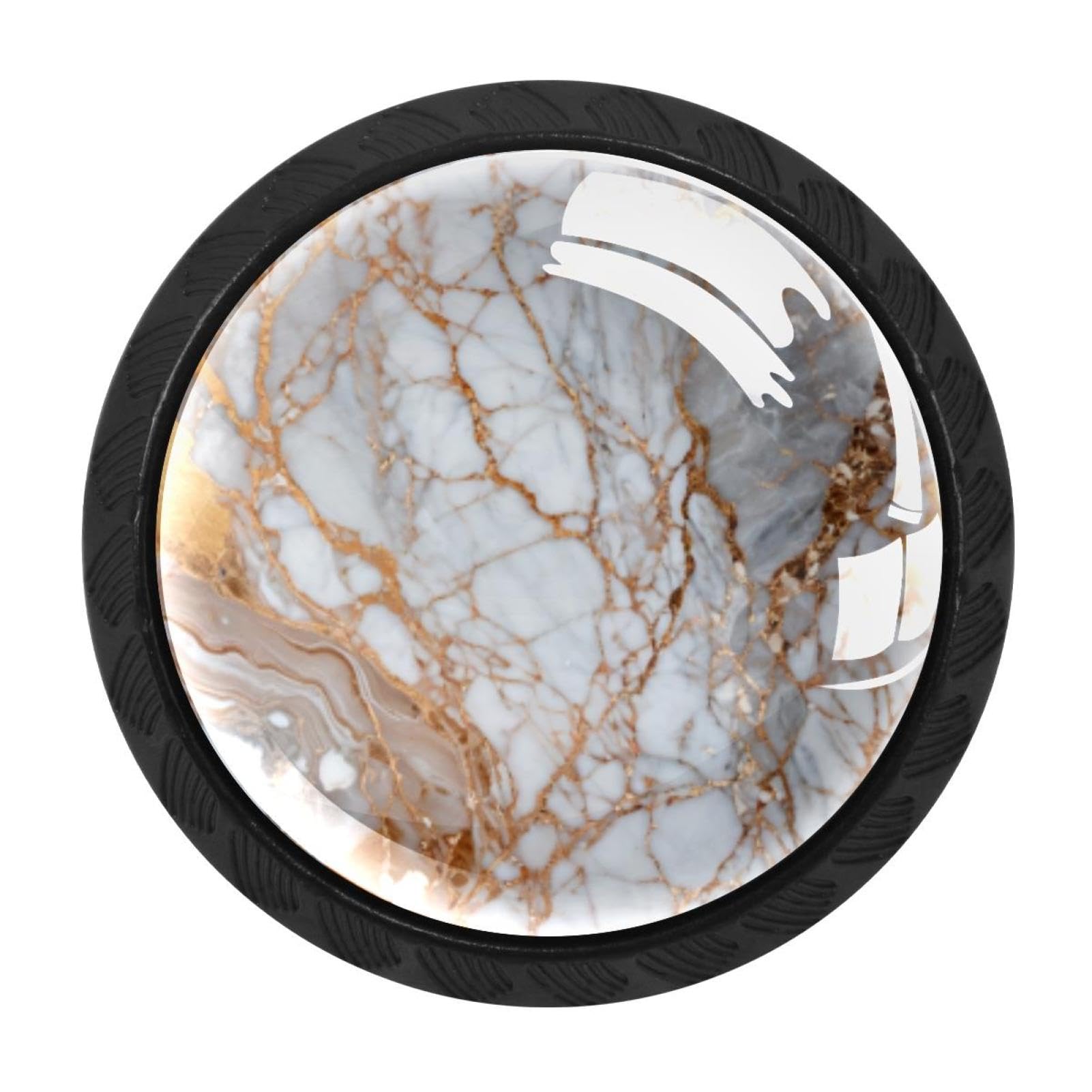 CHENZZZZ 4 Pack Marble Texture Pattern (5) Kitchen Cabinet Knobs Drawer Knobs Dresser Knobs Matte Black Zinc Knobs Drawer Pulls Door Knobs Dresser Drawer Handles Knobs for Dresser Drawers