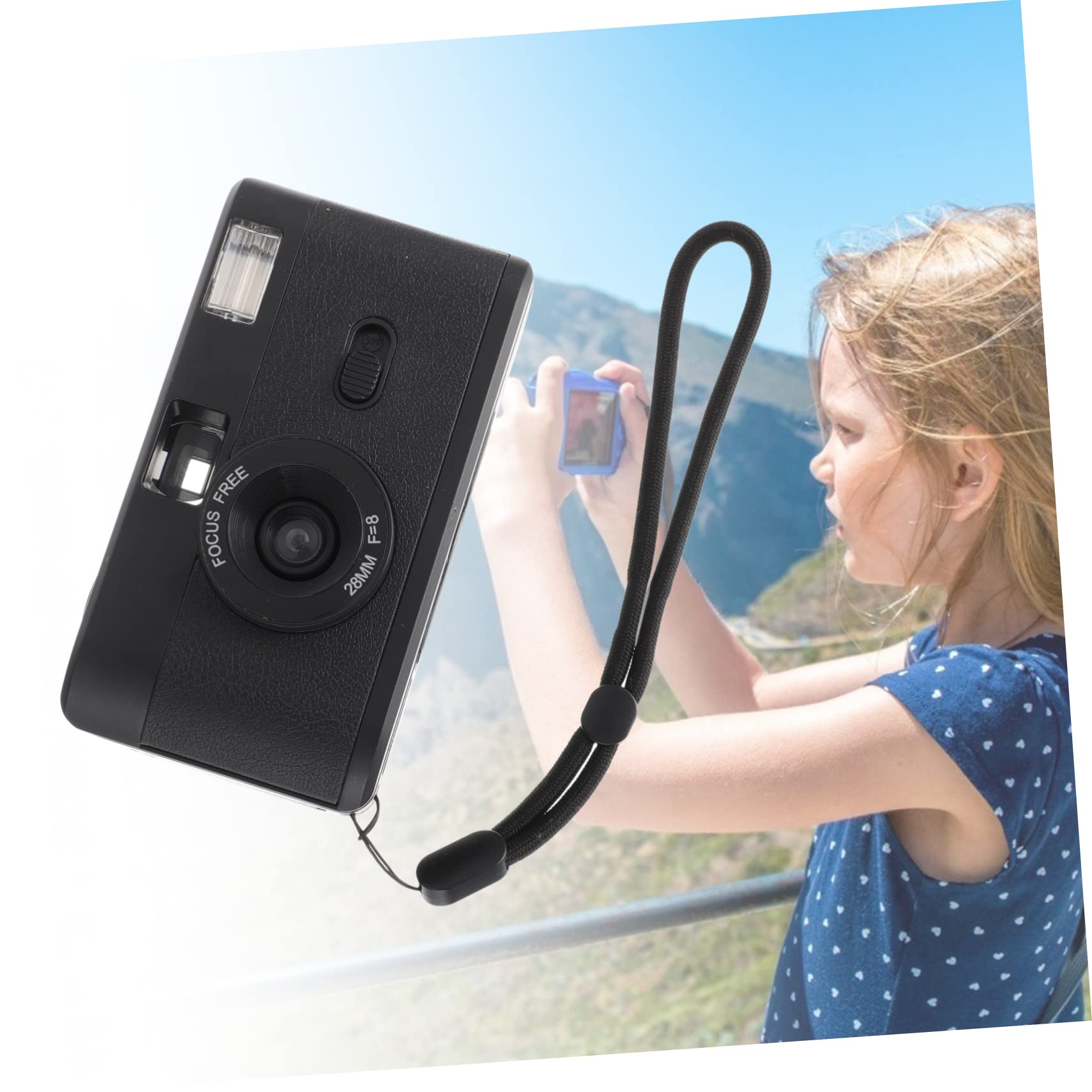 Gadpiparty Vintage Filmkamera aus ABS Wiederverwendbar mit Eingebautem Blitz Schwarz