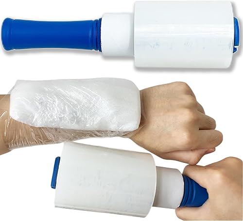 Envoltura de plástico de 500 pies para tatuar, bolsas de hielo, película atlética con mango giratorio, envoltura transparente elástica para