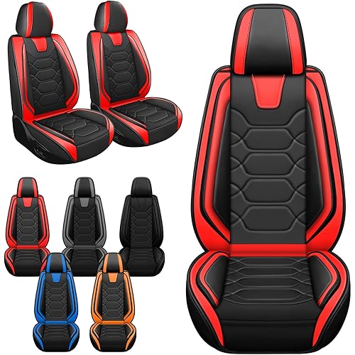 Car Seat Covers Full Set for BMW X4 2015-2025,Durable Waterproof Luxury Universal,Easy to Install Napa Leather Cover Set for Cars,Front Seats,Black Red