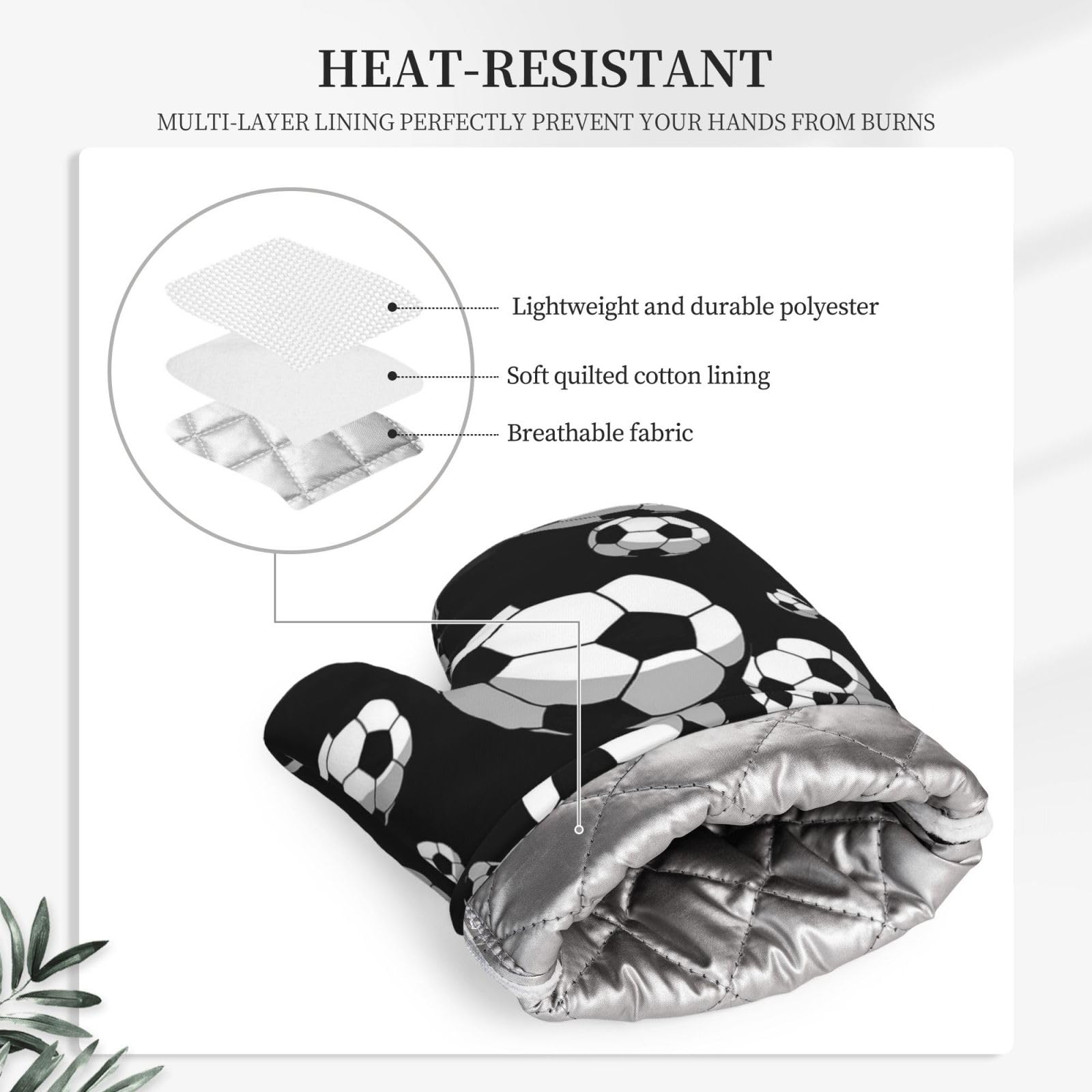 Football,Gants de Cuisine et maniques (Lot de 4), antidérapants Gants de Four résistants à la Chaleur