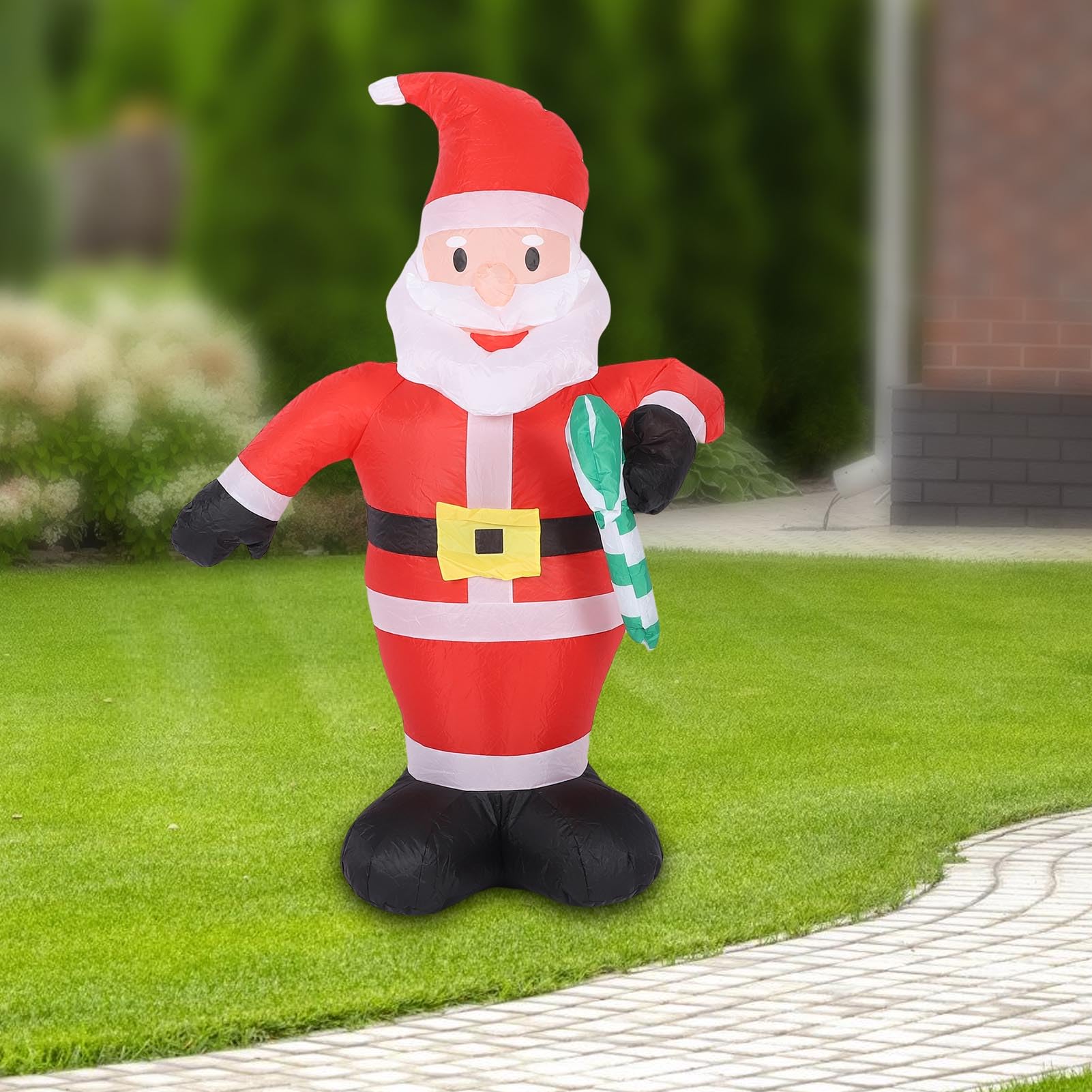 Père Noël Gonflable de 3,9 Pieds avec Canne en Bonbon, imperméable, Polyester 190T, éclairage LED, décoration de Cour de noël pour la Maison et la fête en Plein air