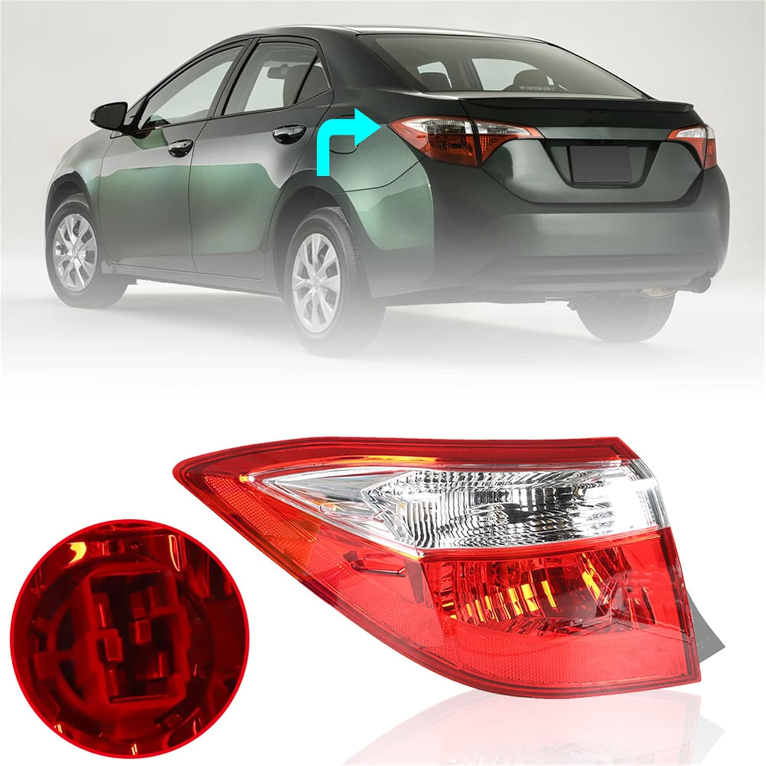 Red LED Tail Light Replacement for 2014-2016 Corolla Left Brake Warning Light