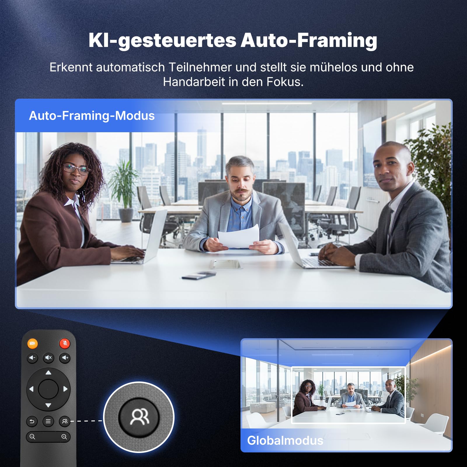 NEARITY 120 Max 4K FHD Videokonferenz Webcam mit Mikrofon und Lautsprecher, 8MP CMOS/120° Ultraweitwinkel/5X Zoom/Auto-Framing, Videokonferenzsystem mit Fernbedienung für Zoom/Teams/PC/Laptop/Desktop