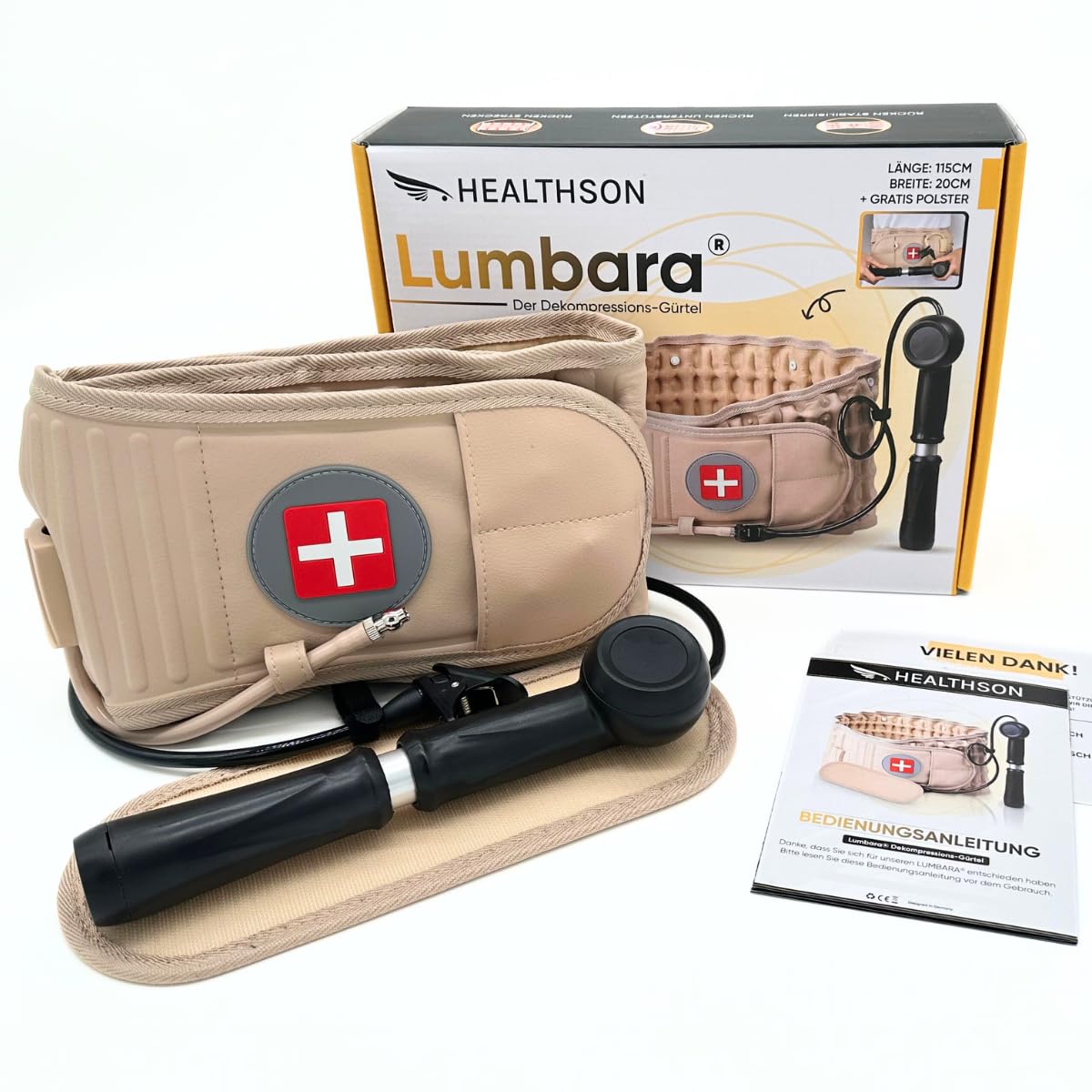 Lumbara® Rückengürtel – Atmungsaktiver Gürtel gegen Rückenschmerzen, Unterstützung der Lendenwirbelsäule, Linderung bei Bandscheibenvorfall und Ischias, Alltags Rückenbandage, Das Original