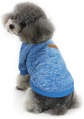 Idepet Suéter de vellón para perro, camisa para perros pequeños, sudadera para mascotas, suéter suave para cachorros, camisa de invierno cálida,