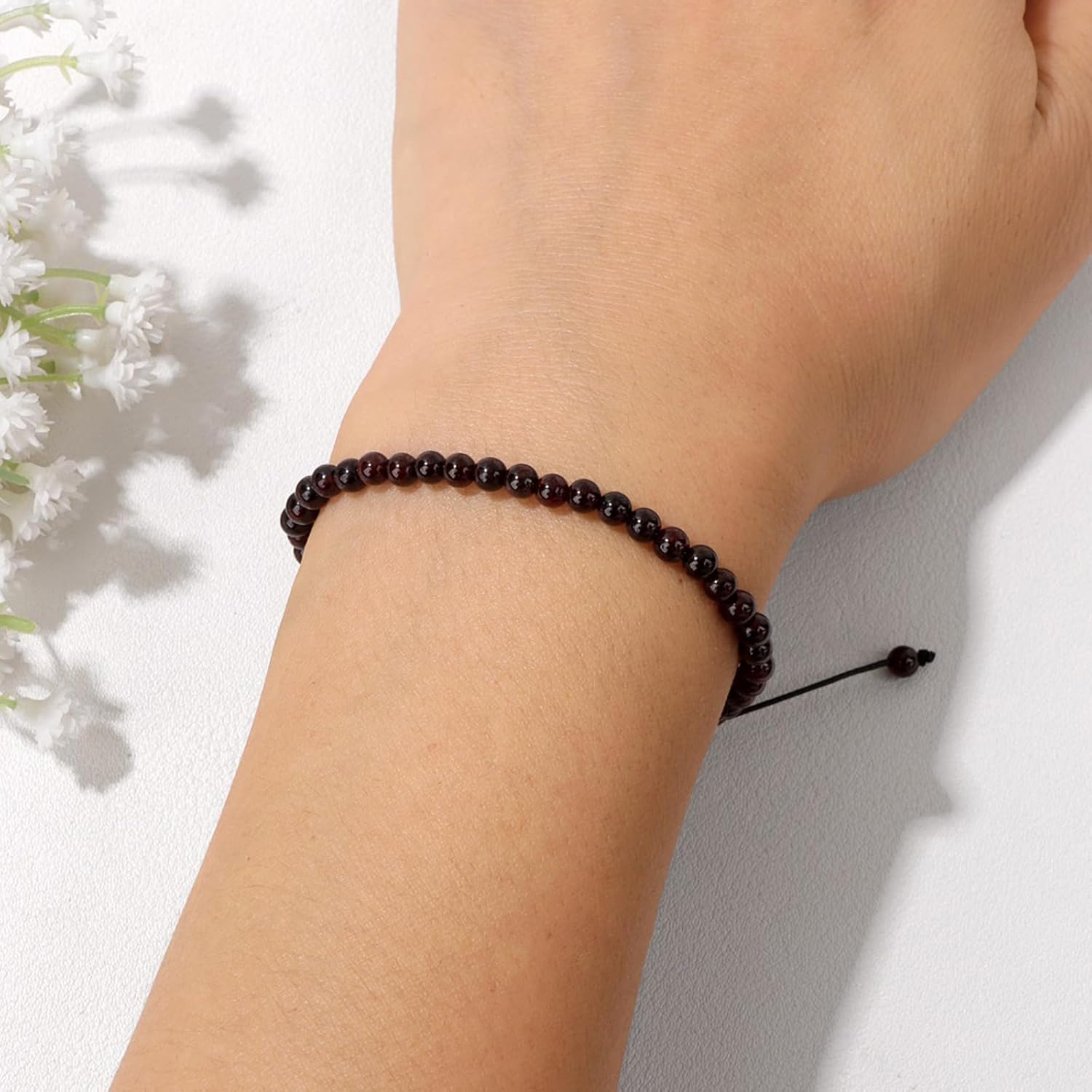 Crystal Bracelet for Women 4mm Adjustable Braided Natural Stone Bracelets Handmade Beaded Bracelets Gemstone Bracelet Healing Crystal Bracelet Crystal Jewelry for Women - Image 3