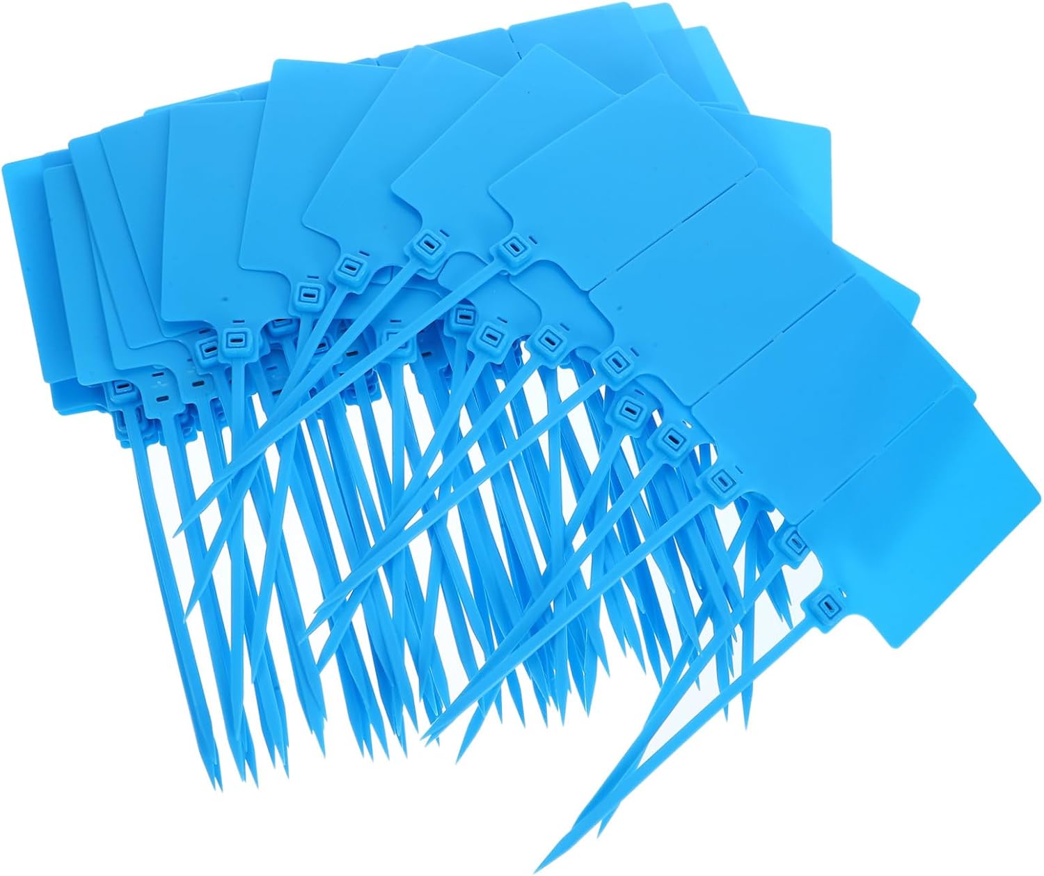 STAHAD 100pcs Blue Plastic Shipping Labeling Tags with Cable for Luggage, 5.8x100mm Sturdy Shipping Tags for Packaging and Inventory Management