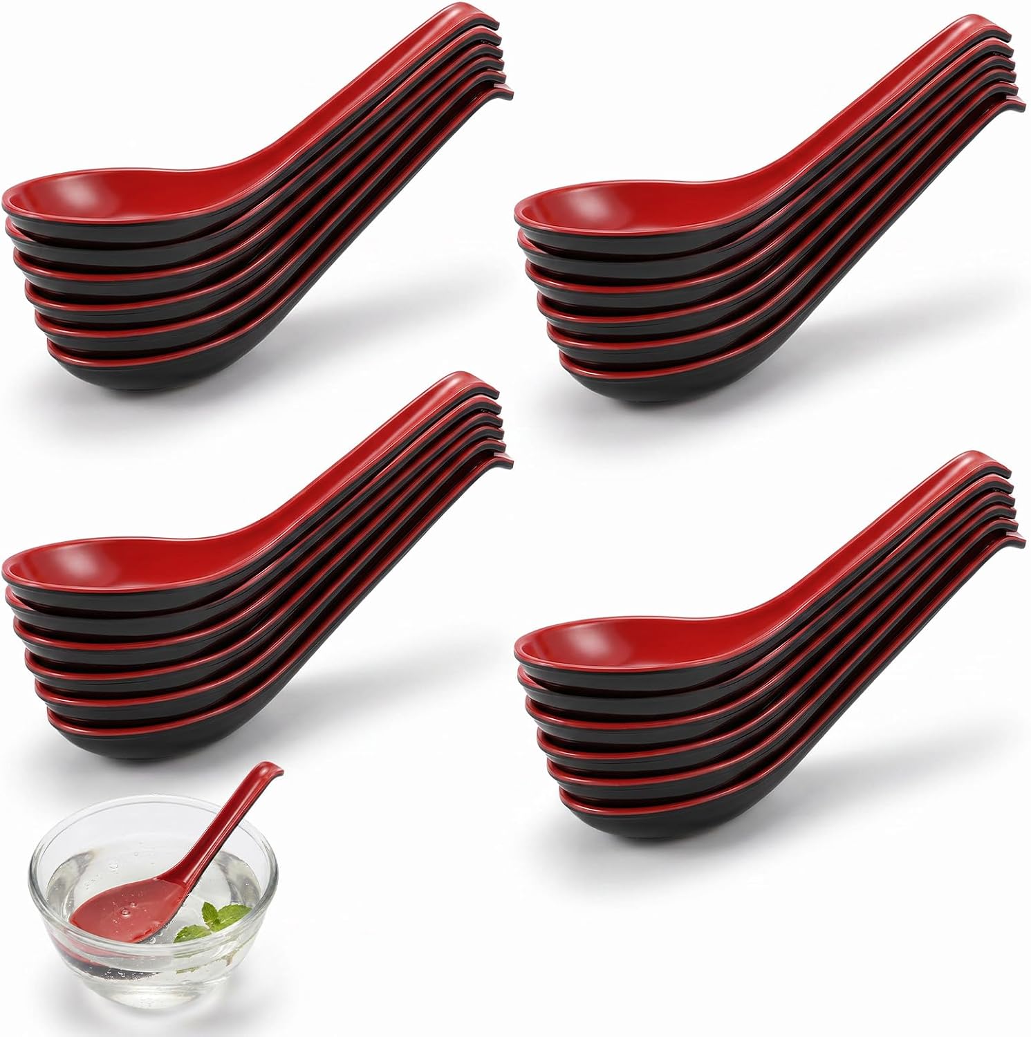 24 Pcs Melamine Spoons for Eating for Chinese Japanese Miso Ramen Dumpling
