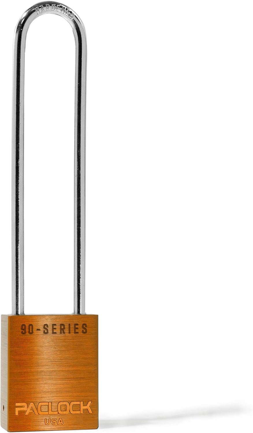 PACLOCK's SR-90A Padlock, 1-3/16" Tall Hardened Steel Shackle, High Security 6-Pin Cylinder, One Lock Keyed to a Number U-Pick! w/ 2 Keys, Black