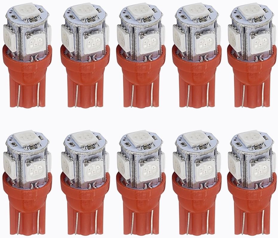 W5W T10 5-SMD Red Wedge Bulb 5050 501 High Power Super Bright Car Interior Light Bulb Parking Back up Lights bulb