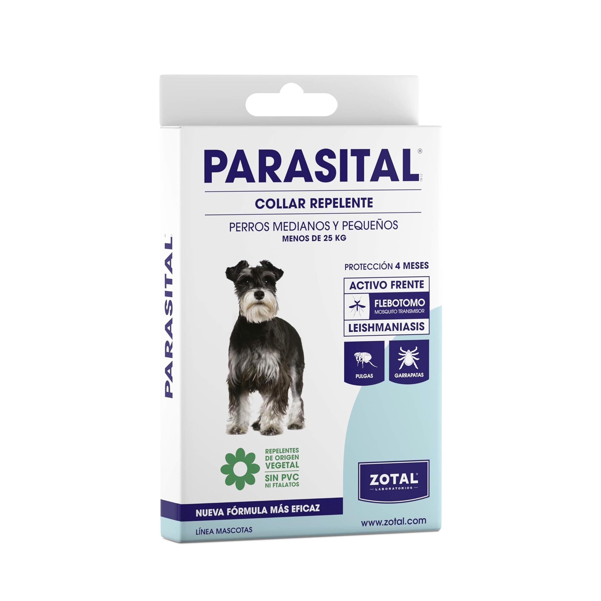 Zotal Parasital Collar Antiparasitario - 60 cm - para Perros Medianos y Pequeños (Menos de 25 Kg) - Protección de hasta 4 Meses - Repele Natural contra Mosquitos, Pulgas y Garrapatas