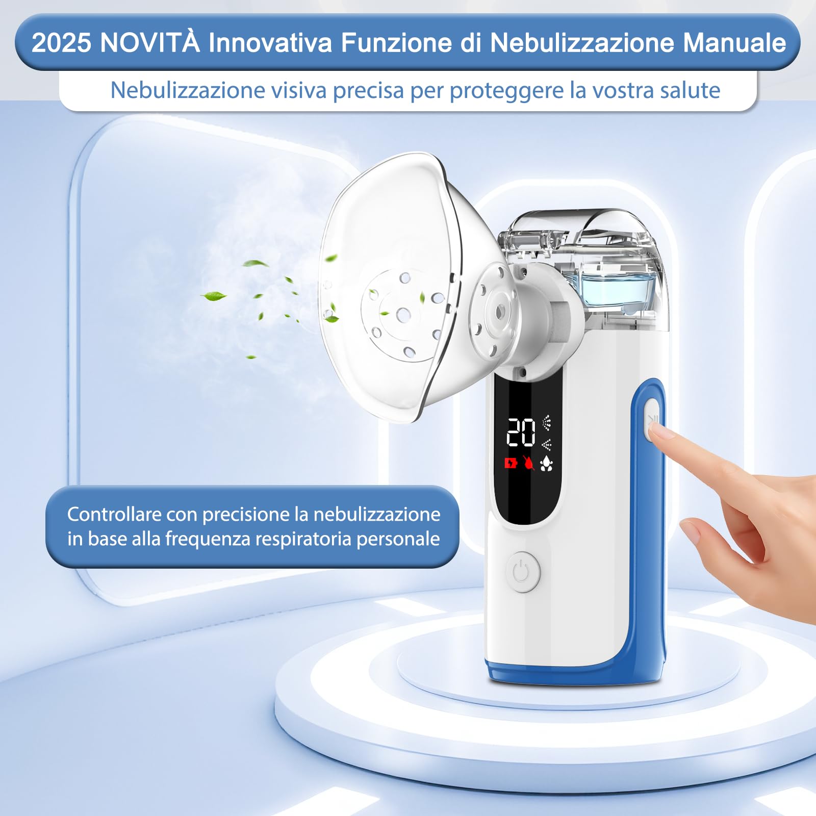 Aerosol Portatile Silenzioso per Adulti e Bambini,USB-C Ricaricabile Aerosol Ultrasuoni con Display Digitale Intelligente,Macchina Aerosol Inalatore per Viaggi e Uso Domestico