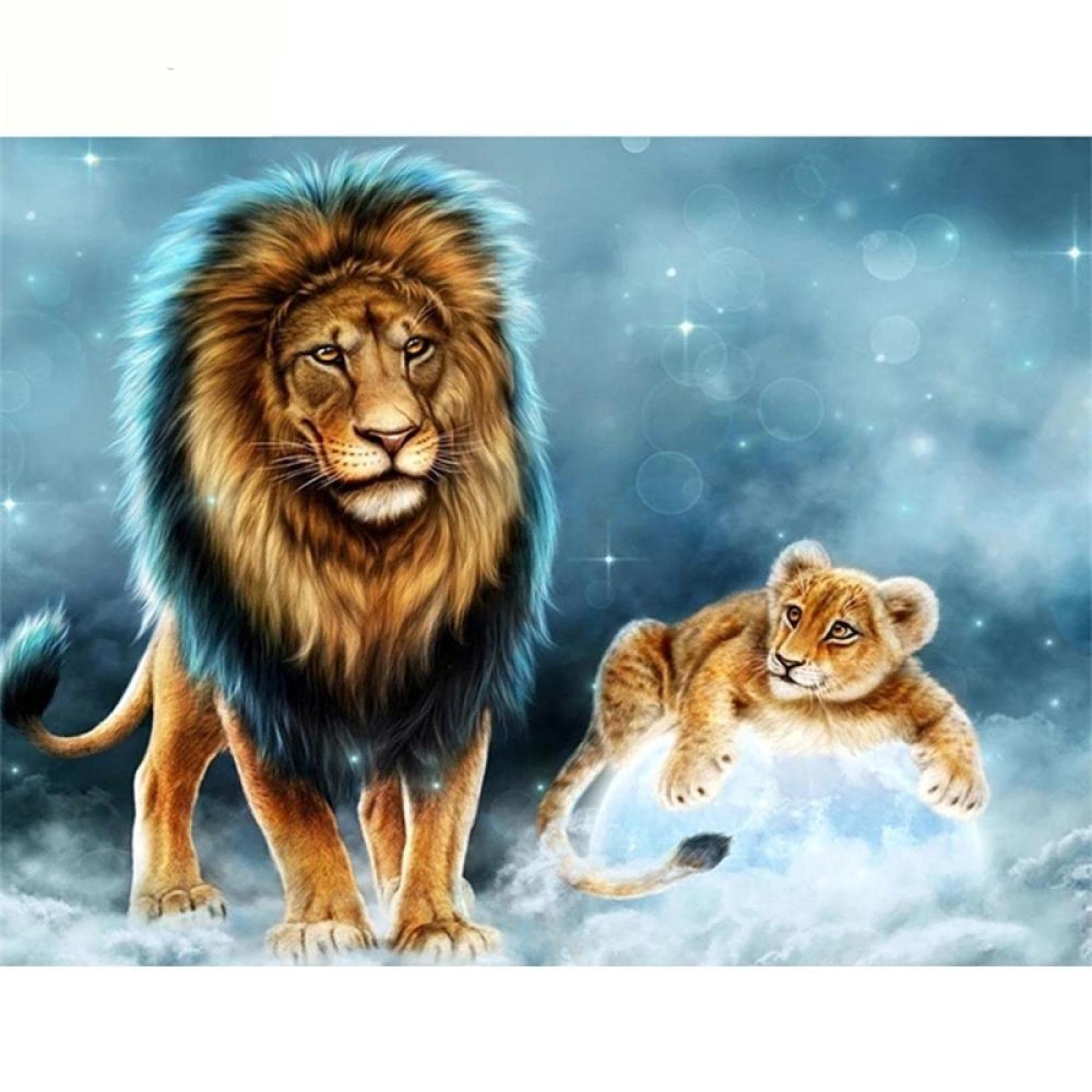 Kit Diamond Painting Lion - 40x60 Cm - Loisir Créatif Adultes Et Enfants - Peinture Avec Strass à Coller - DIY Complet