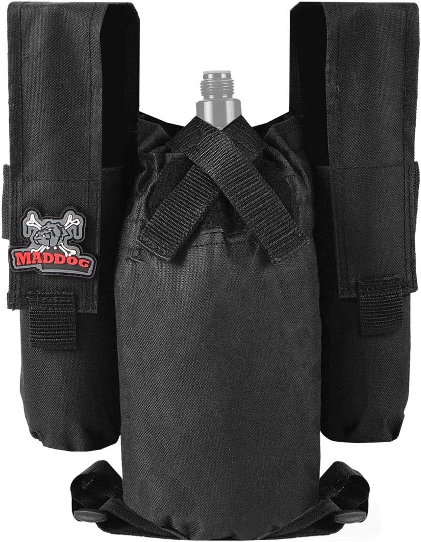 Maddog Entry Level Paintball Harness Pod Pack Belt with HPA CO2 Tank Holder Pouch - 2+1