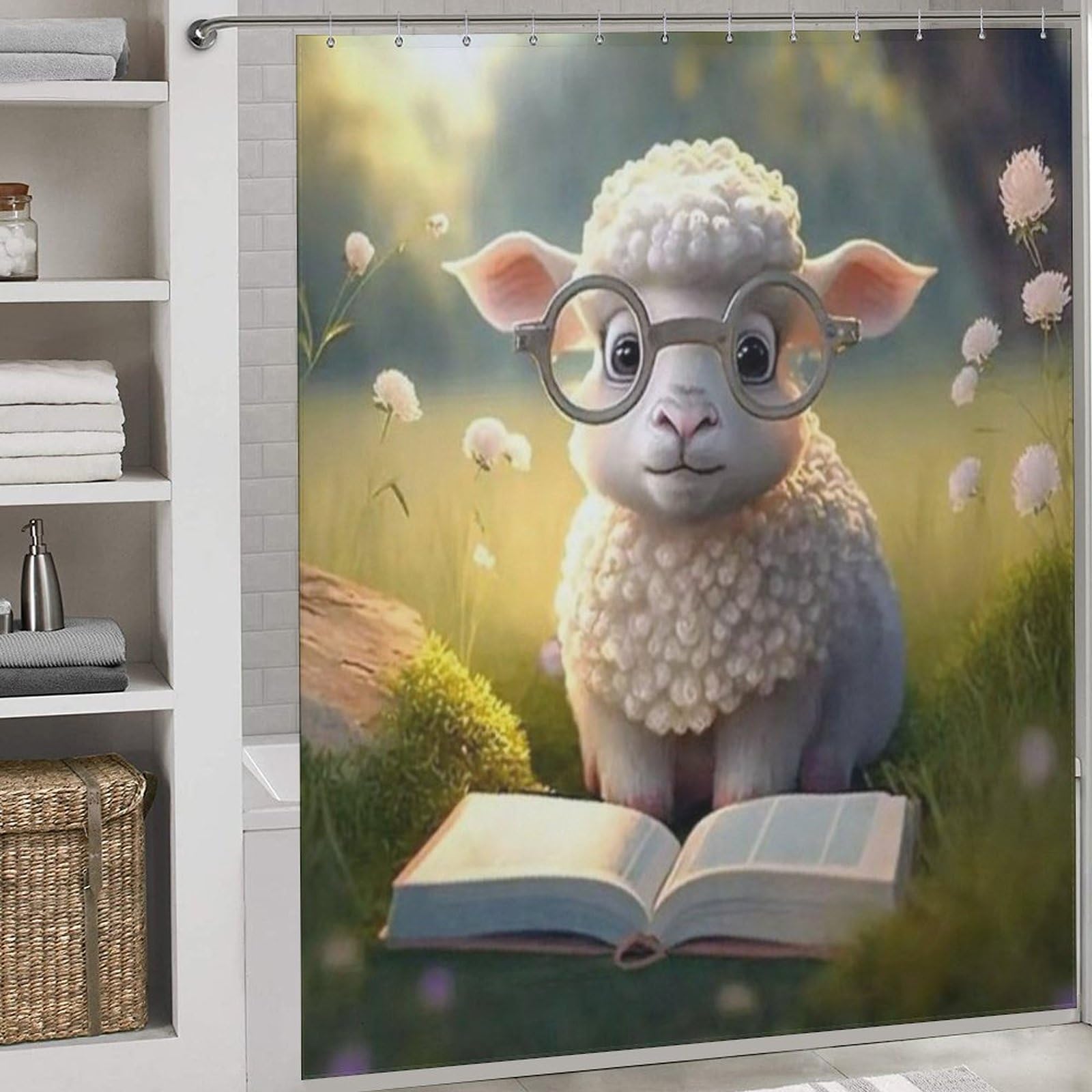 Rideau de douche mouton pour une salle de bain familiale et ludique
