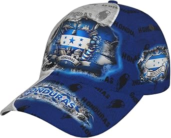Honduras Flag Baseball Cap Unisex Cool Hat Parrot 3D Printed Peaked Cap Map Badge Baseball Cap Honduras Hat for Men Women