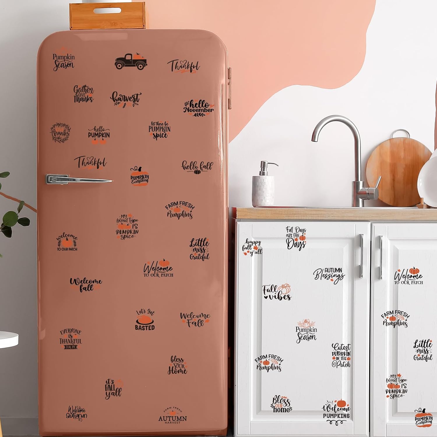 Whaline 3 Sheets Fall Thanksgiving Rub On Transfer for Crafts Pumpkin Turkey Letter Rub On Transfer Stickers Furniture Decals for Autumn Home Party DIY Crafts, 7.9 x 11.8 Inch