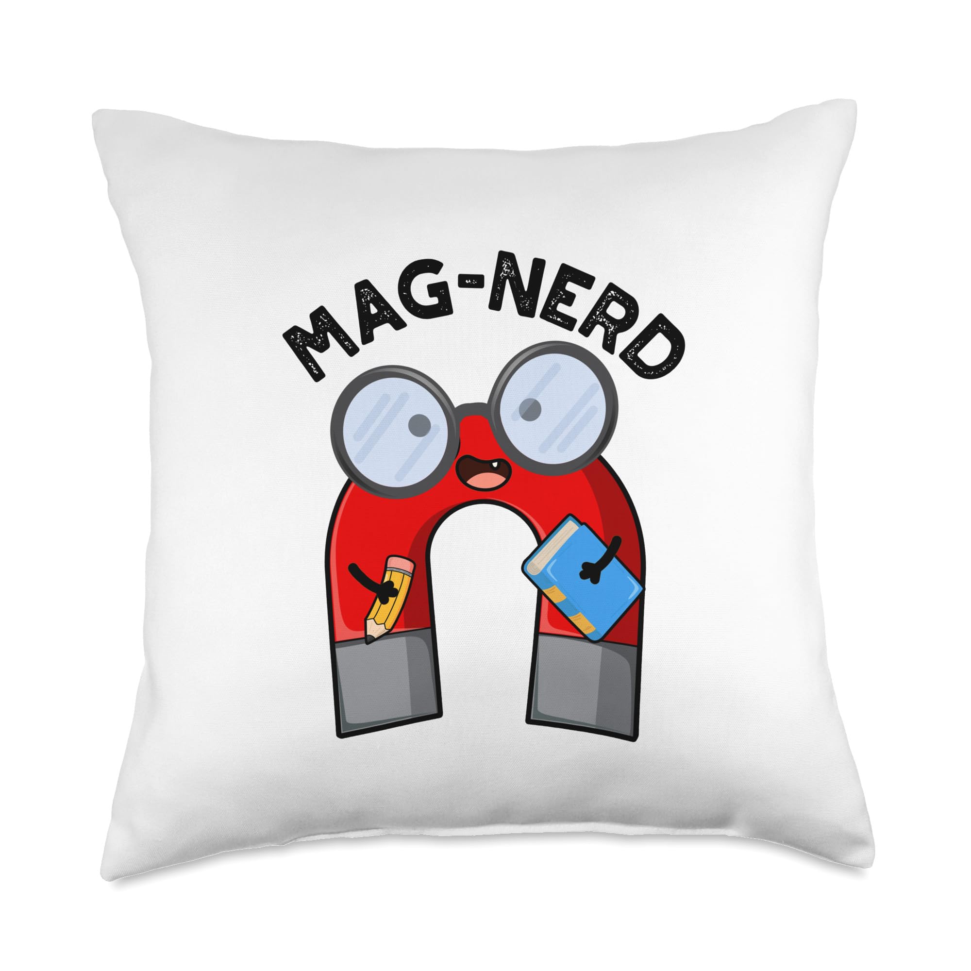 Punny BoneMag-Nerd Funny Magnet Pun Throw Pillow, 18x18, Multicolor