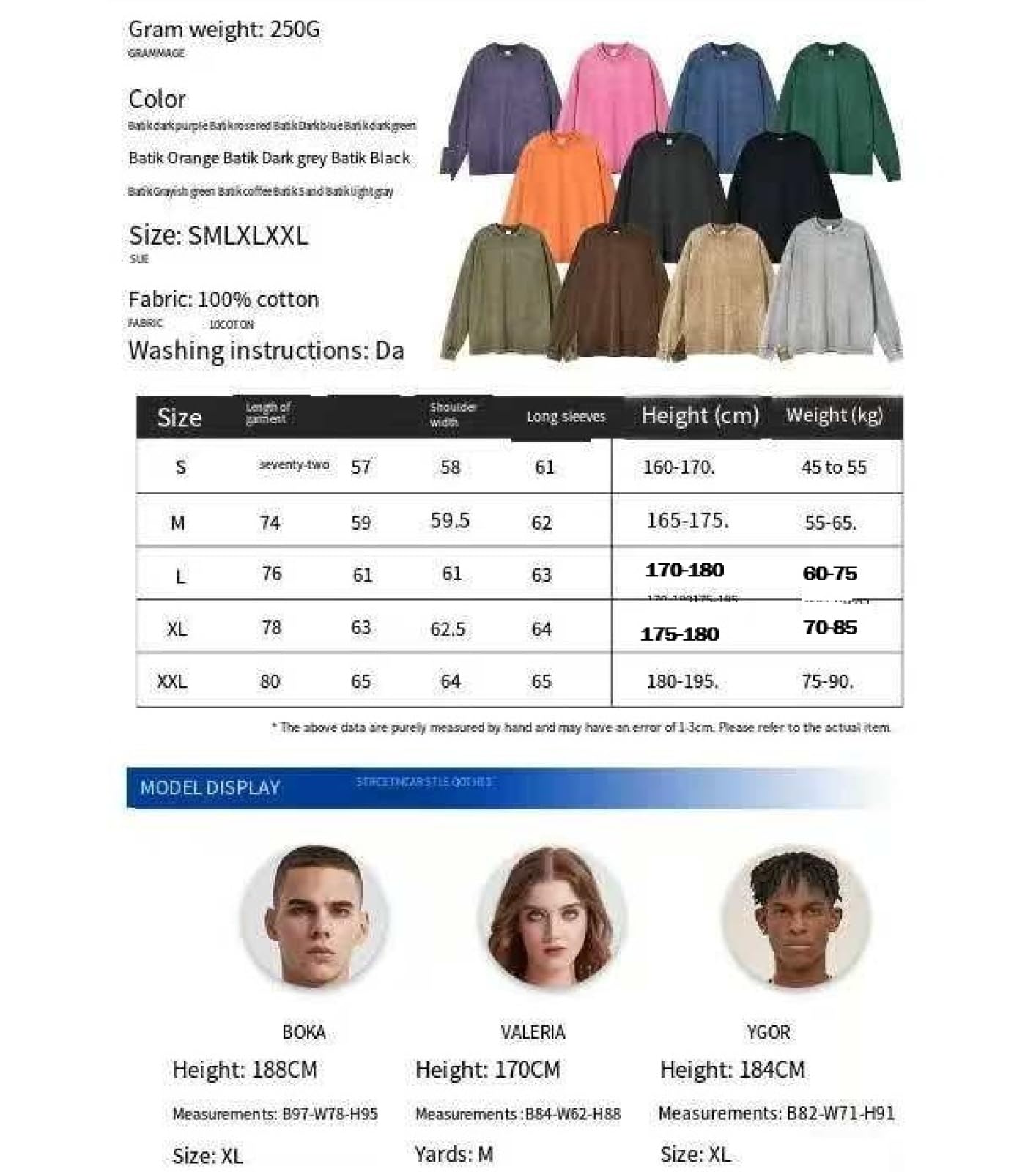 Abbigliamento da Uomo | T-Shirt A Maniche Lunghe Lavata Vintage Pesante 310GChild Maglietta Basic da Uomo in Tinta Unita Lavata E vestibilità Ampia.