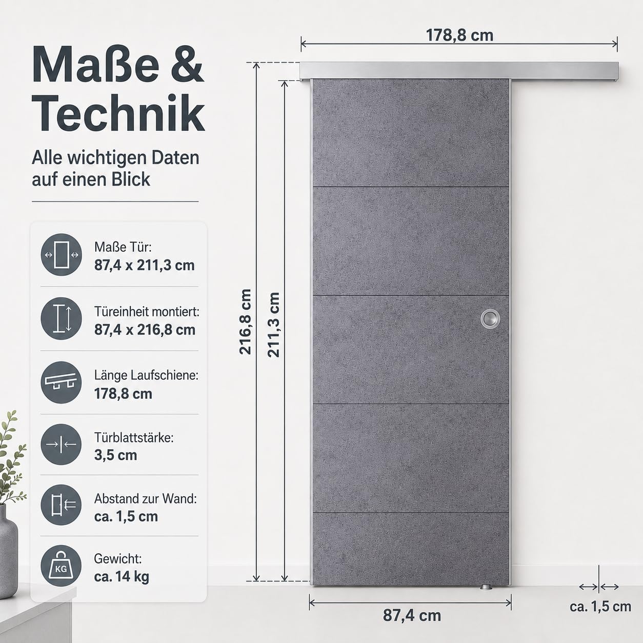 Drzwi przesuwne Door in Box firmy Grosfillex beton