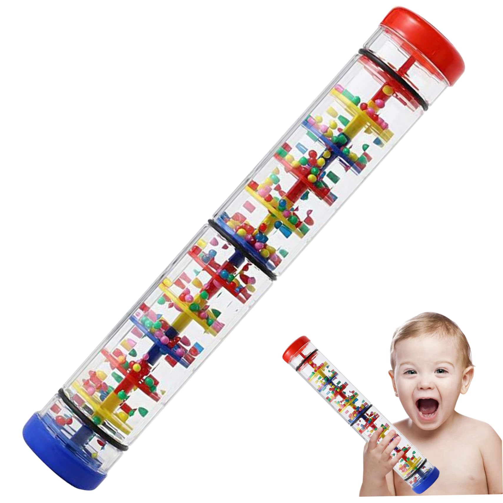 Rainmaker 12 inch Funny Rain Stick Baby Toy Rattle Tube Eudcational Rain Maker Toy Baby Plastic Music Sensory Auditory Instrument, Toys