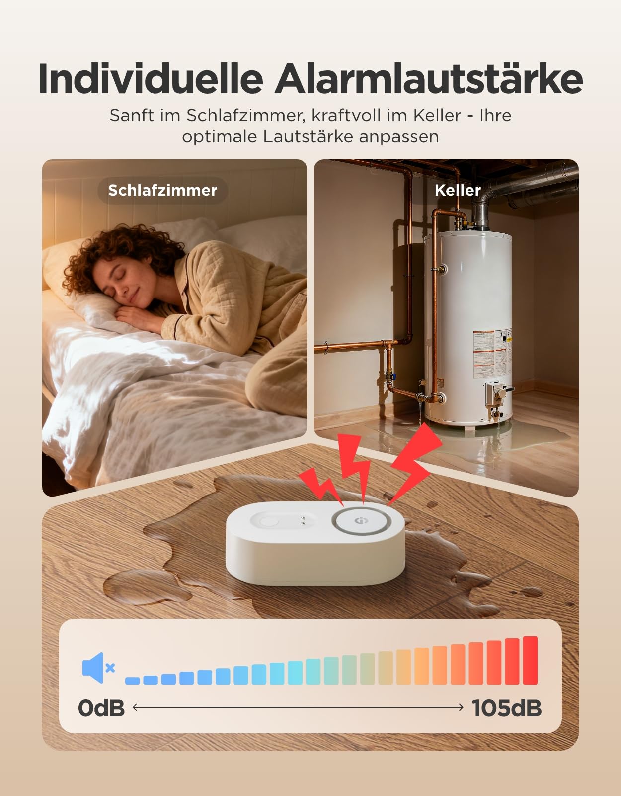 GoveeLife Rilevatore d'acqua intelligente 1s con portata ultra di 550 m, sensore dell'acqua Wi-Fi con SMS/E-mail/app push e allarme acustico, durata della batteria di 5 anni, adatto per cantina