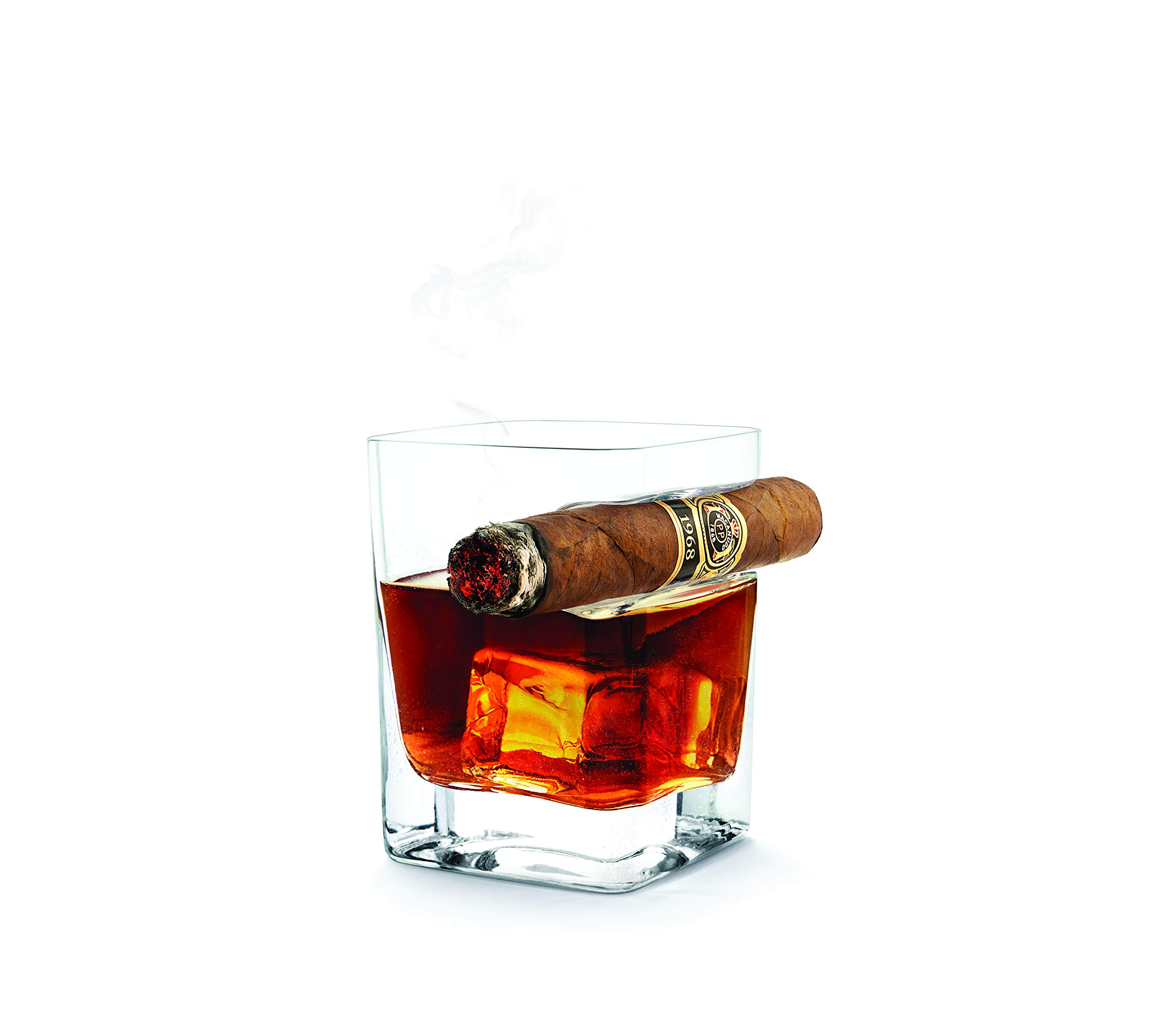 Corkcicle Double Old Fashioned Whiskey Glass with BuiltIn Cigar Holder