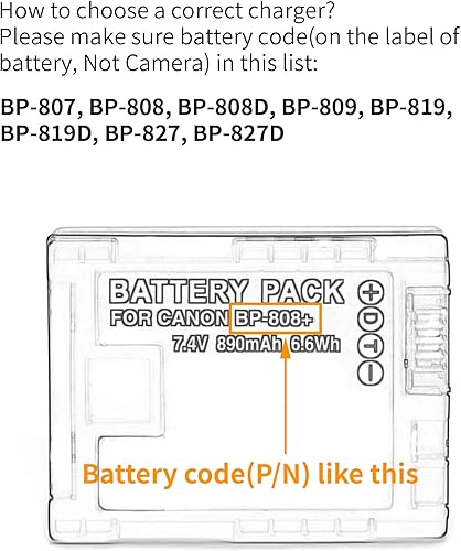 Miniatura 3 de Norifon Cargador USB LCD BP-808 para cámara Canon FS100, FS200, FS300, LEGRIA HF G10, LEGRIA HF G25 y más