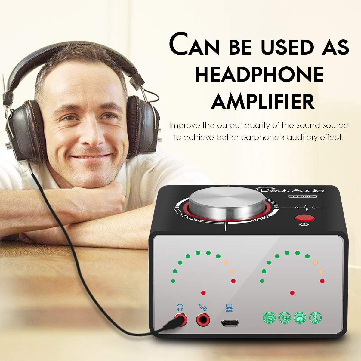 Bluetooth 5.0 Power Amplifier 2 Channel Stereo Mini Hi-Fi Integrated Amp 2.0 Wireless Audio Receiver for Home Speakers Headphone 50W x 2 with USB (Douk Audio Tone, Black)
