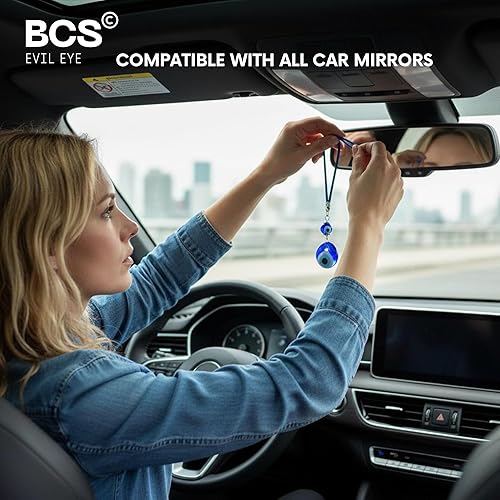 Miniatura 2 de BCS Abalorio azul contra el mal de ojo pequeño para colgar en el automóvil, accesorios para espejo retrovisor, cuentas de cristal Nazar, amuleto de