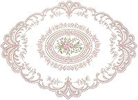 uxcell Retro Lace Placemat 16x22in Oval Embroidered Table Mats Dusty Rose - French Crochet Doily Coasters for Home Weddings
