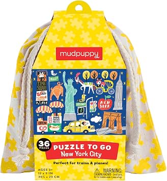 Mudpuppy New York City 36 Piece Jigsaw Puzzle to Go Featuring Colorful Iconic Landmarks Perfect Travel Activity for Children Ages 3 and Up