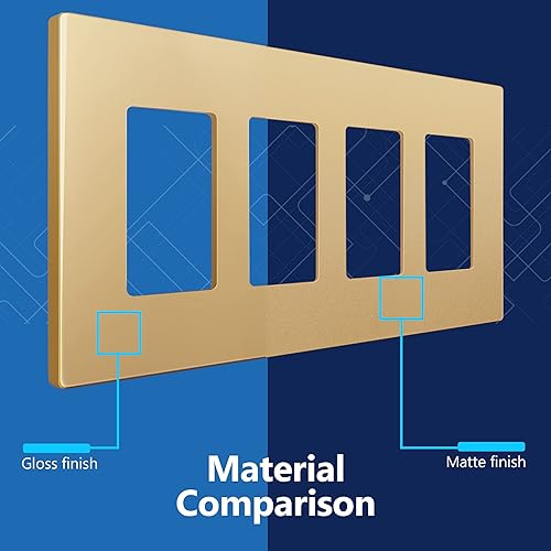 Miniatura 487 de LIDER - Cubierta decorativa de interruptor doble con acabado mate, placa de pared sin tornillos, tamaño mediano, 2 bandas, 4.88 x 4.92 pulgadas